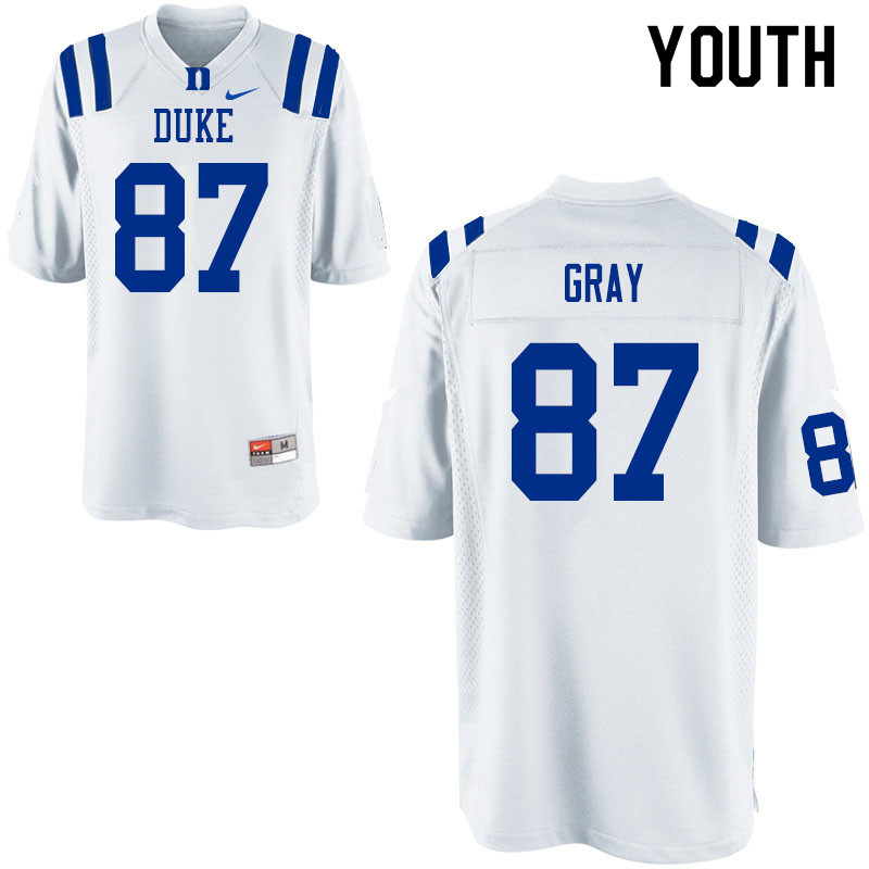 Youth #87 Noah Gray Duke Blue Devils College Football Jerseys Sale-White - Click Image to Close
